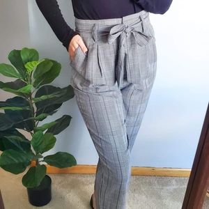 plaid paper bag pants